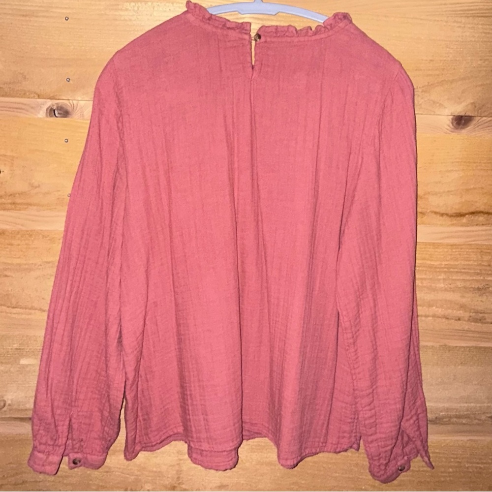 Sonoma Pink Pleated Long Sleeve Blouse - Picture 4 of 11